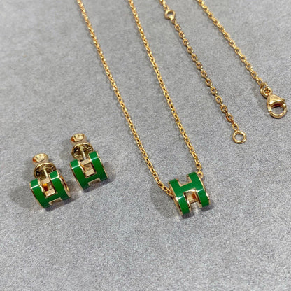 [Garvey ]POP H GREEN NECKLACE SILVER AND GOLD