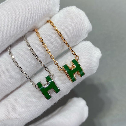 [Garvey ]POP H GREEN NECKLACE SILVER AND GOLD