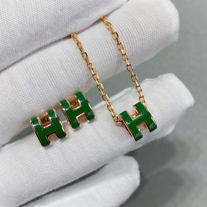 [Garvey ]POP H GREEN NECKLACE SILVER AND GOLD