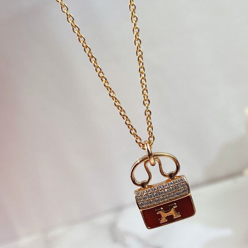 [Garvey ]CONSTANCE RED PEDANT PINK GOLD NECKLACE