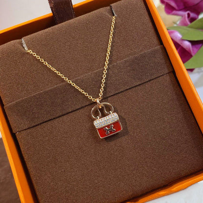 [Garvey ]CONSTANCE RED PEDANT PINK GOLD NECKLACE