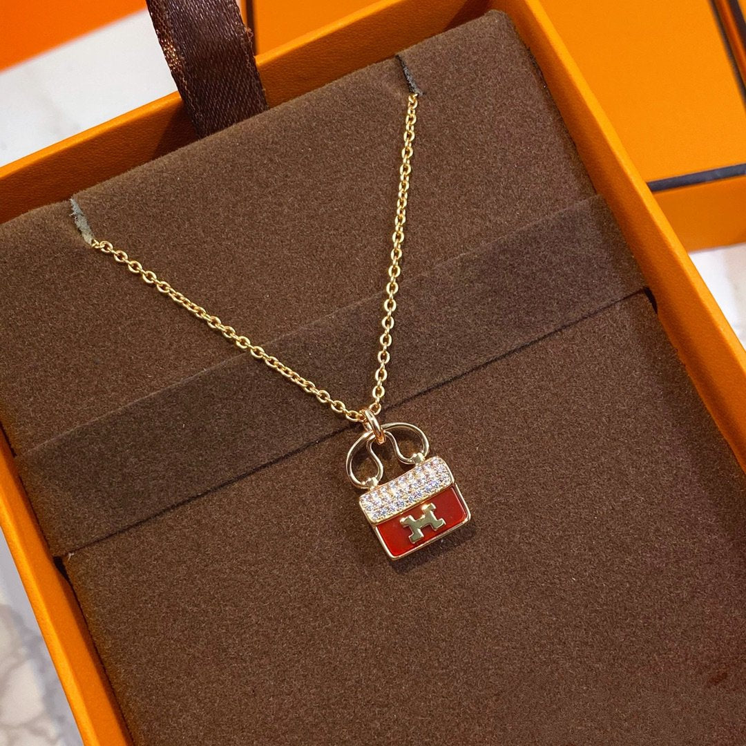 [Garvey]CONSTANCE RED PEDANT ROSE GOLD NECKLACE