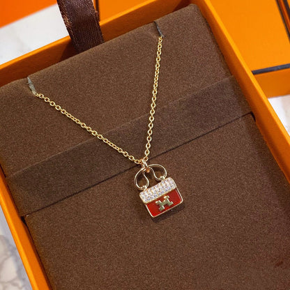 [Garvey]CONSTANCE RED PEDANT ROSE GOLD NECKLACE