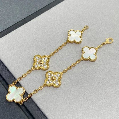 [Garvey ]CLOVER WHITE PEARL MOP 5 MOTIF BRACELET COLLECTION