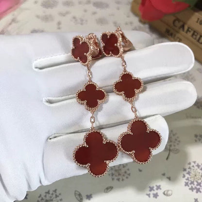 [Garvey ]CLOVER 3 MOTIF CARNELIAN DROP EARRINGS