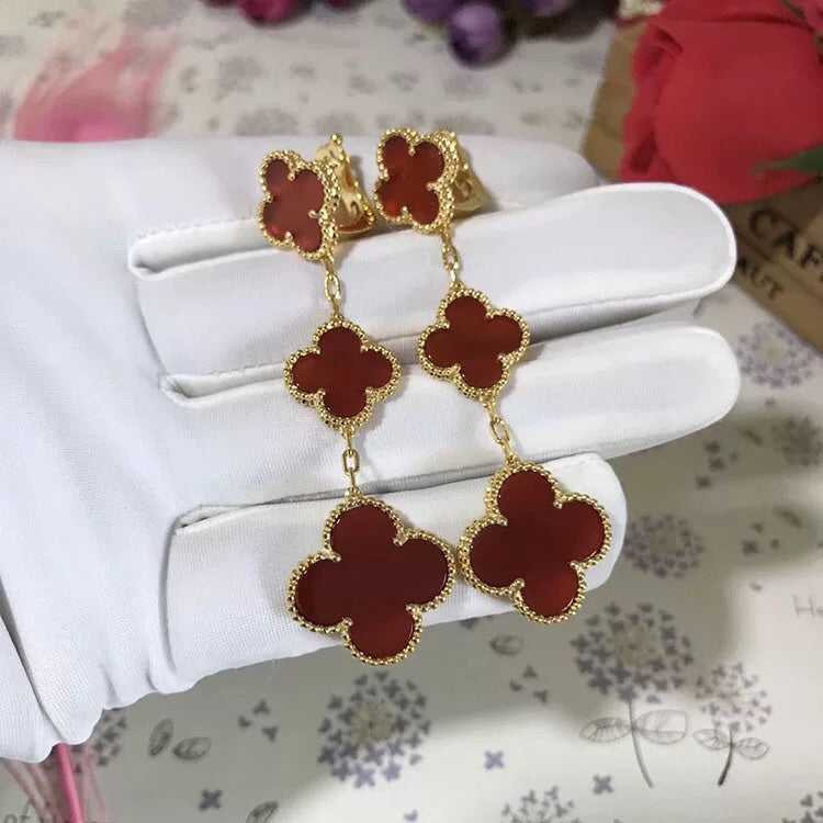 [Garvey ]CLOVER 3 MOTIF CARNELIAN DROP EARRINGS
