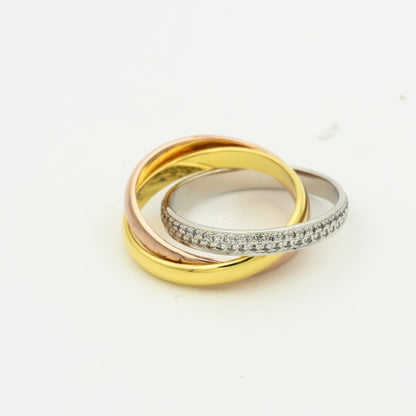 [Garvey ]TRINITY RING GOLD PINK GOLD SILVER DIAMONDS