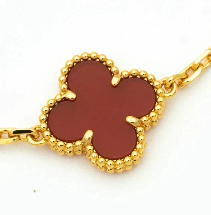 [Garvey ] CLOVER 5 MOTIF RED CORNELIAN BRACELET COLLECTION