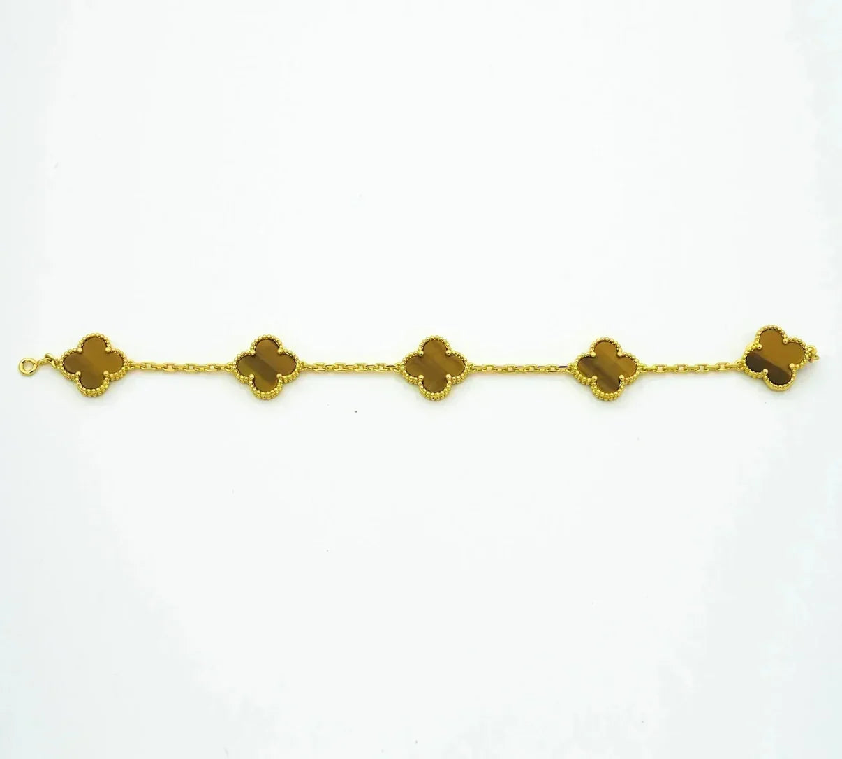 [Garvey]LUCKY CLOVER 5-MOTIF BRACELET -  TIGER’S EYE COLLECTION