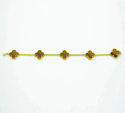 [Garvey ] CLOVER 5 MOTIFS TIGER EYE BRACELET COLLECTION