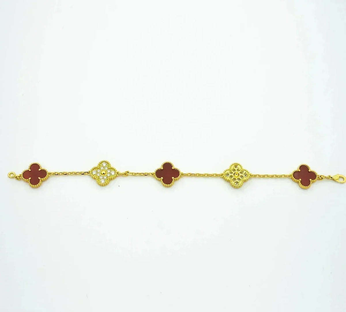 [Garvey ] CLOVER 5 MOTIF RED CORNELIAN BRACELET COLLECTION