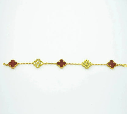 [Garvey ] CLOVER 5 MOTIF RED CORNELIAN BRACELET COLLECTION