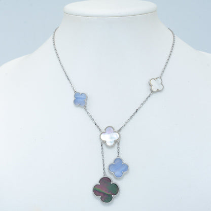 [Garvey ]CLOVER MOP CHALCEDONY NECKLACE SILVER 6 MOTIF