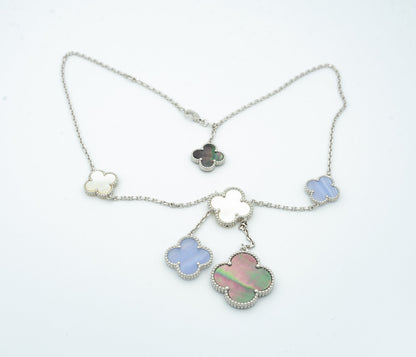 [Garvey ]CLOVER MOP CHALCEDONY NECKLACE SILVER 6 MOTIF