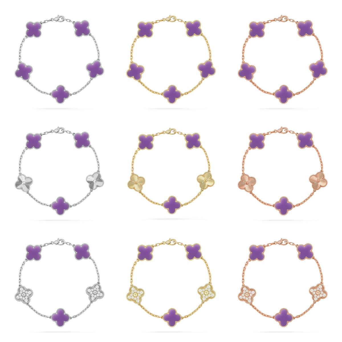 [Garvey ]CLOVER 5 MOTIF LIGHT PURPLE BRACELET COLLECTION