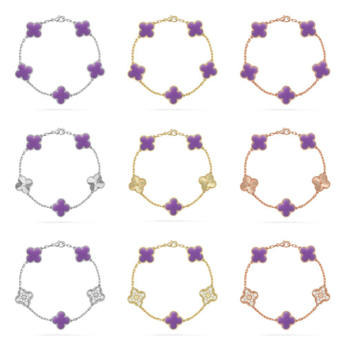 [Garvey ]CLOVER 5 MOTIF LIGHT PURPLE BRACELET COLLECTION