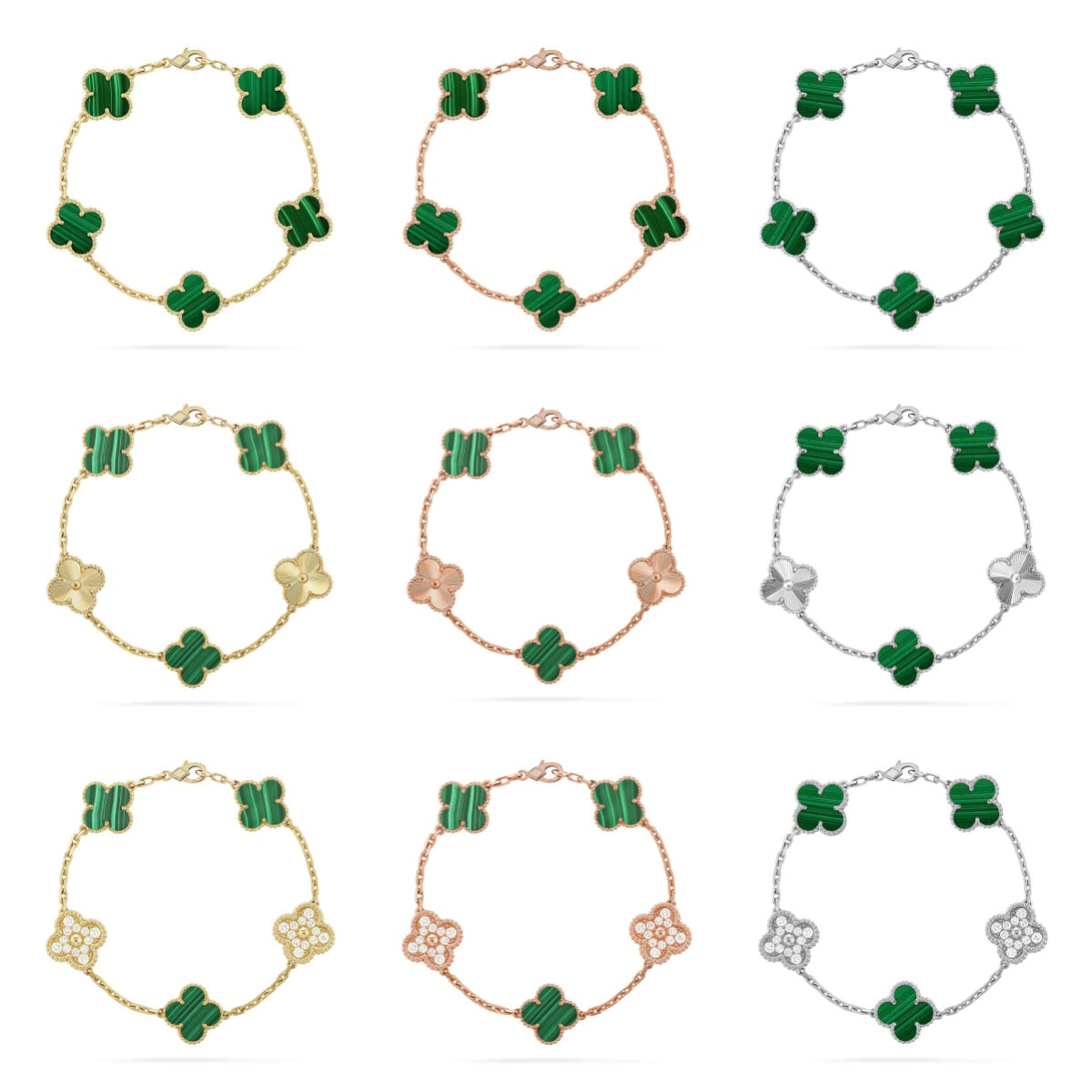 [Garvey ] CLOVER 5 MOTIF MALACHITE BRACELET COLLECTION