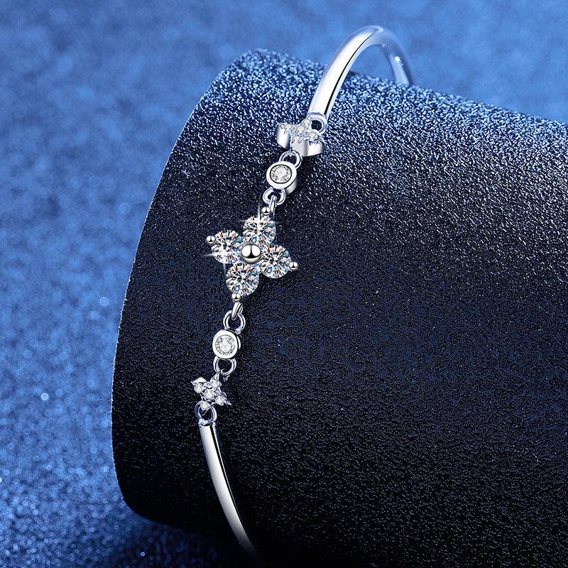 [Garvey]CLOVER & TWIN-STAR MOISSANITE BRACELET