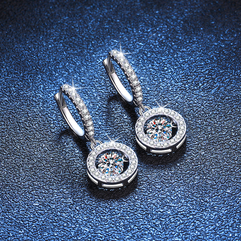 [Garvey]DANCING MOISSANITE HALO DROP HOOP EARRINGS