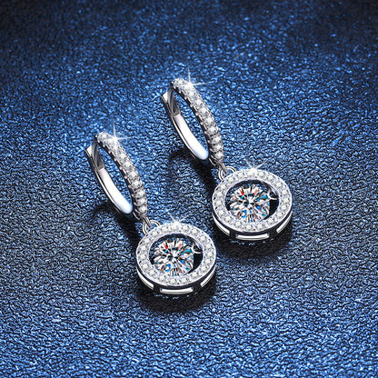[Garvey]DANCING MOISSANITE HALO DROP HOOP EARRINGS