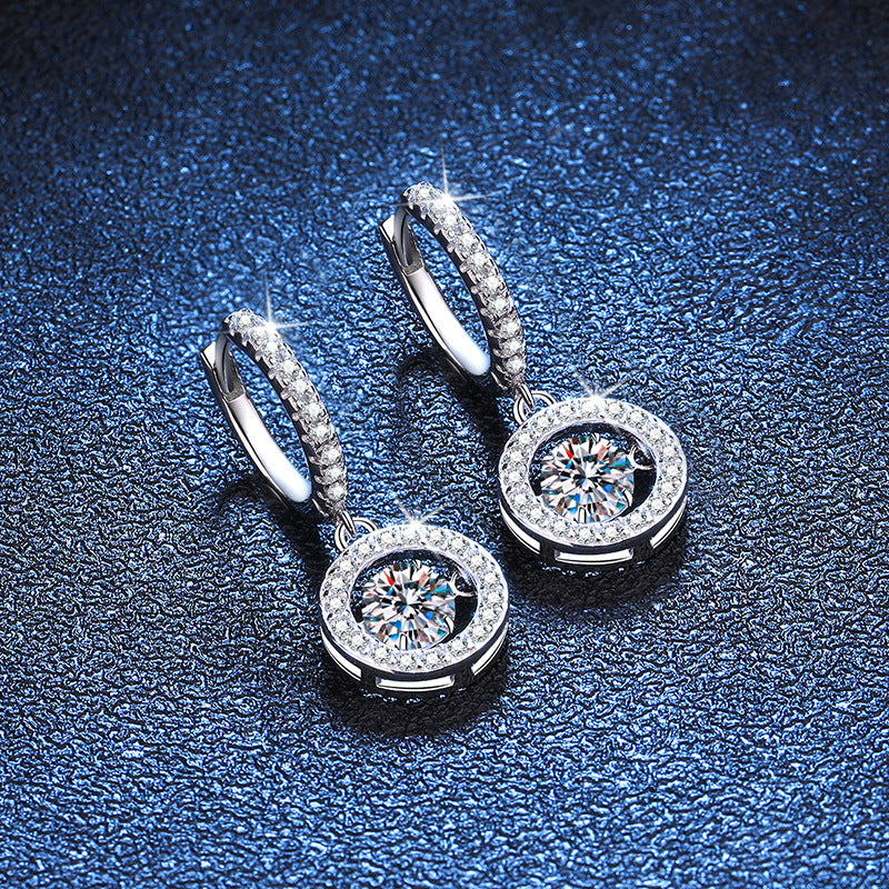 [Garvey]DANCING MOISSANITE HALO DROP HOOP EARRINGS