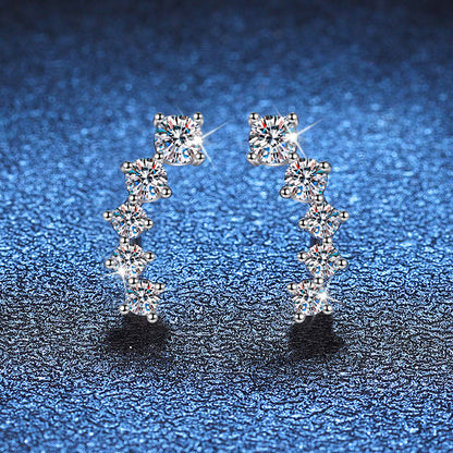 [Garvey]SPARKLING SMILE ARC MOISSANITE STUD EARRINGS