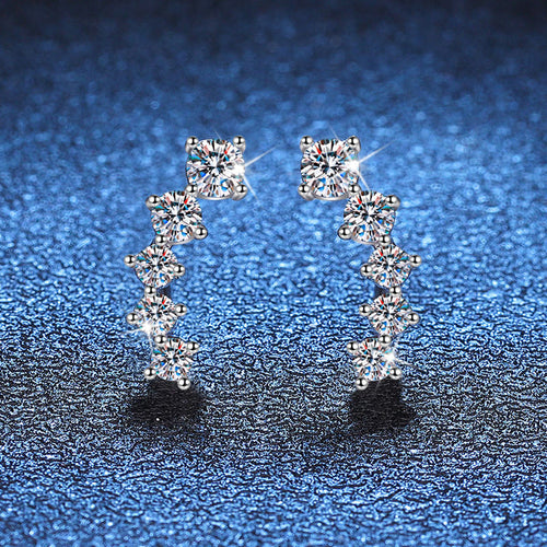 [Garvey]SPARKLING SMILE ARC MOISSANITE STUD EARRINGS