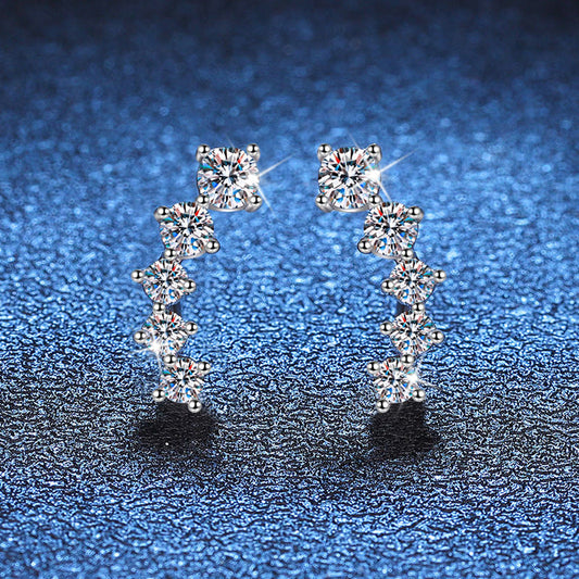 [Garvey]SPARKLING SMILE ARC MOISSANITE STUD EARRINGS