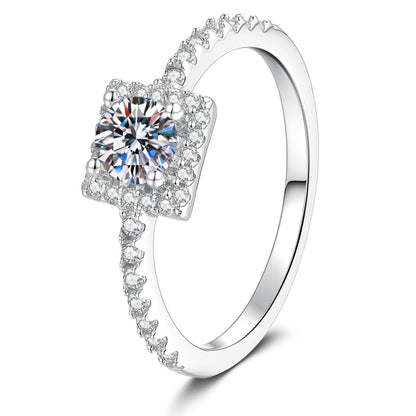 [Garvey]DAINTY SUGAR-CUBE MOISSANITE RING