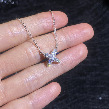 [Garvey]MODERN X-SHAPE PAVÉ MOISSANITE NECKLACE