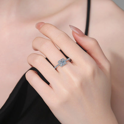 [Garvey]DAINTY SUGAR-CUBE MOISSANITE RING