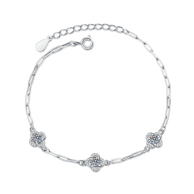 [Garvey]TRIPLE-CLOVER MOISSANITE BRACELET