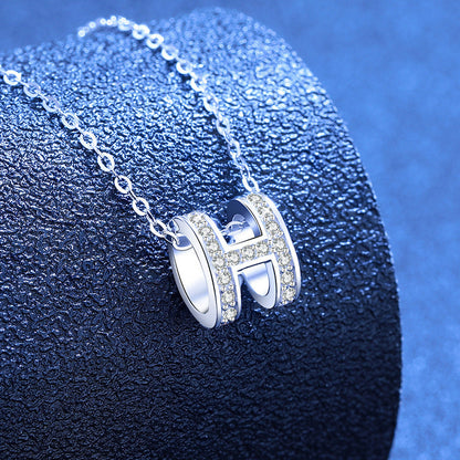 [Garvey]FULL-PAVE "H" MOISSANITE PENDANT NECKLACE