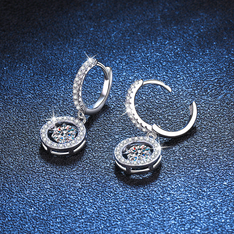 [Garvey]DANCING MOISSANITE HALO DROP HOOP EARRINGS