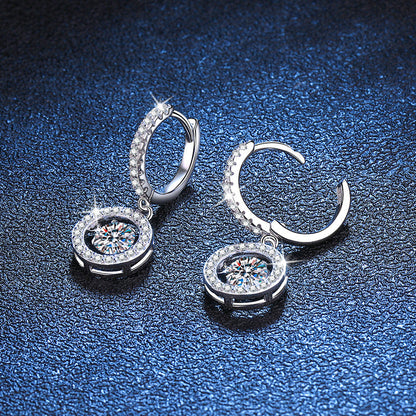 [Garvey]DANCING MOISSANITE HALO DROP HOOP EARRINGS