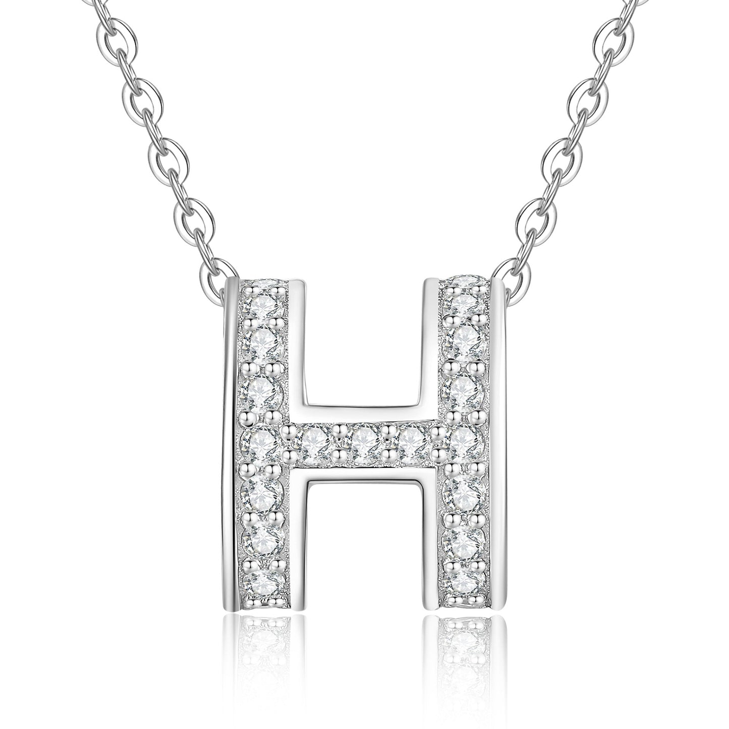 [Garvey]FULL-PAVE "H" MOISSANITE PENDANT NECKLACE