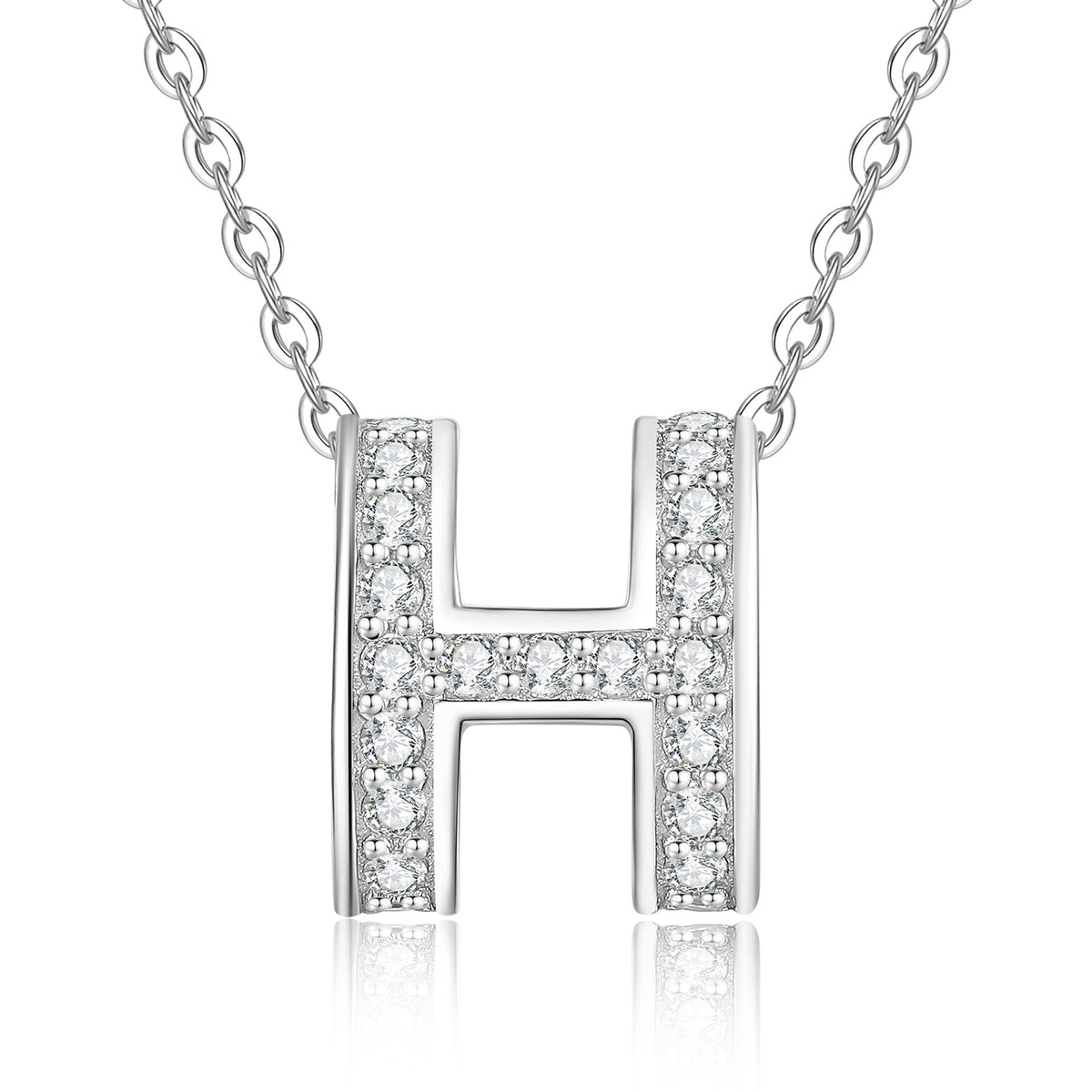 [Garvey]FULL-PAVE "H" MOISSANITE PENDANT NECKLACE