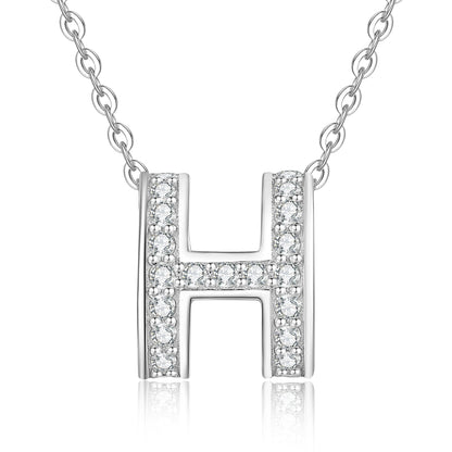 [Garvey]FULL-PAVE "H" MOISSANITE PENDANT NECKLACE