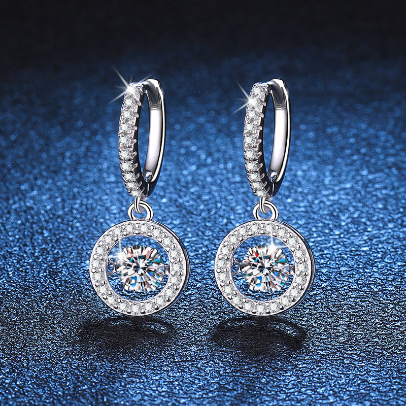 [Garvey]DANCING MOISSANITE HALO DROP HOOP EARRINGS