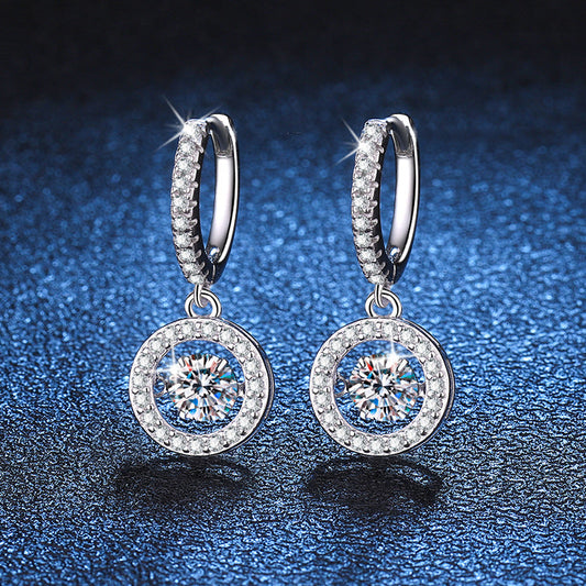 [Garvey]DANCING MOISSANITE HALO DROP HOOP EARRINGS