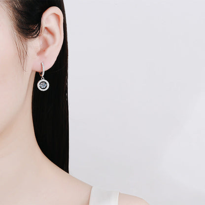 [Garvey]DANCING MOISSANITE HALO DROP HOOP EARRINGS