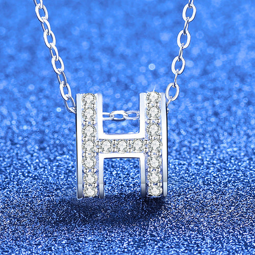 [Garvey]FULL-PAVE "H" MOISSANITE PENDANT NECKLACE