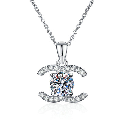 [Garvey]CLASSIC INTERLOCKING MOISSANITE PENDANT NECKLACE