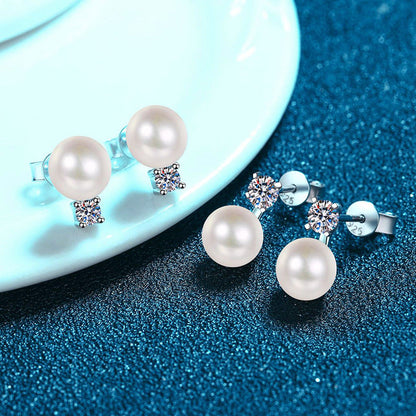 [Garvey]ELEGANT NATURAL PEARL & MOISSANITE DROP EARRINGS
