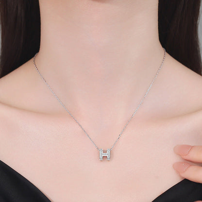 [Garvey]FULL-PAVE "H" MOISSANITE PENDANT NECKLACE