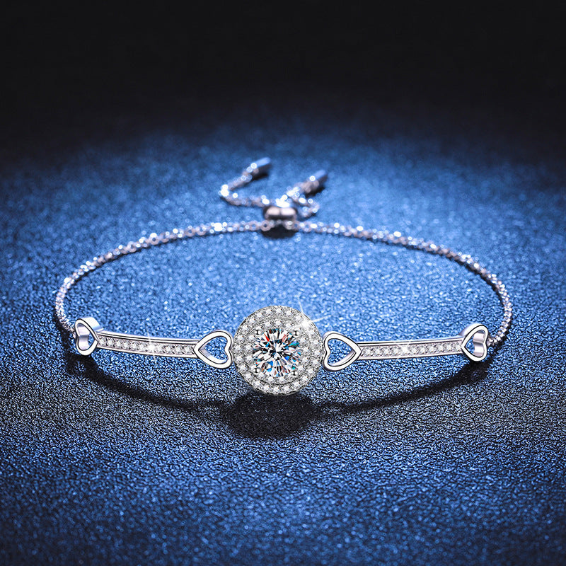 [Garvey]INTERLOCKING HEART & CIRCLE MOISSANITE BRACELET