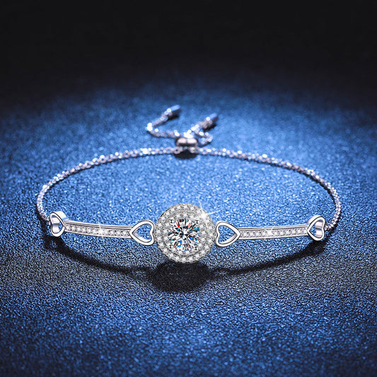[Garvey]INTERLOCKING HEART & CIRCLE MOISSANITE BRACELET
