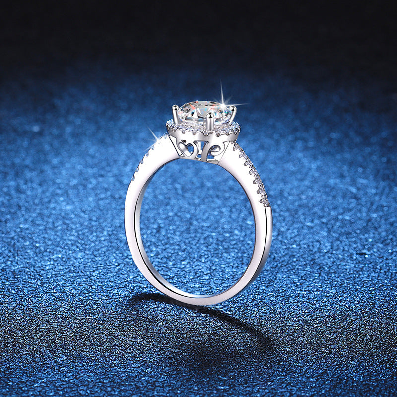 [Garvey]RADIANT ROUND HALO MOISSANITE ENGAGEMENT RING
