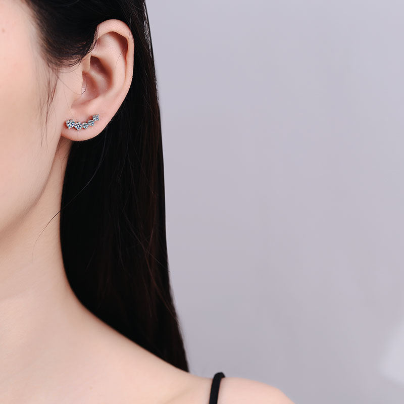 [Garvey]SPARKLING SMILE ARC MOISSANITE STUD EARRINGS