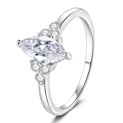 [Garvey]ELEGANT MARQUISE CUT MOISSANITE RING WITH SIDE ACCENTS